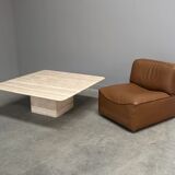 Large vintage travertine coffee table, 1970s