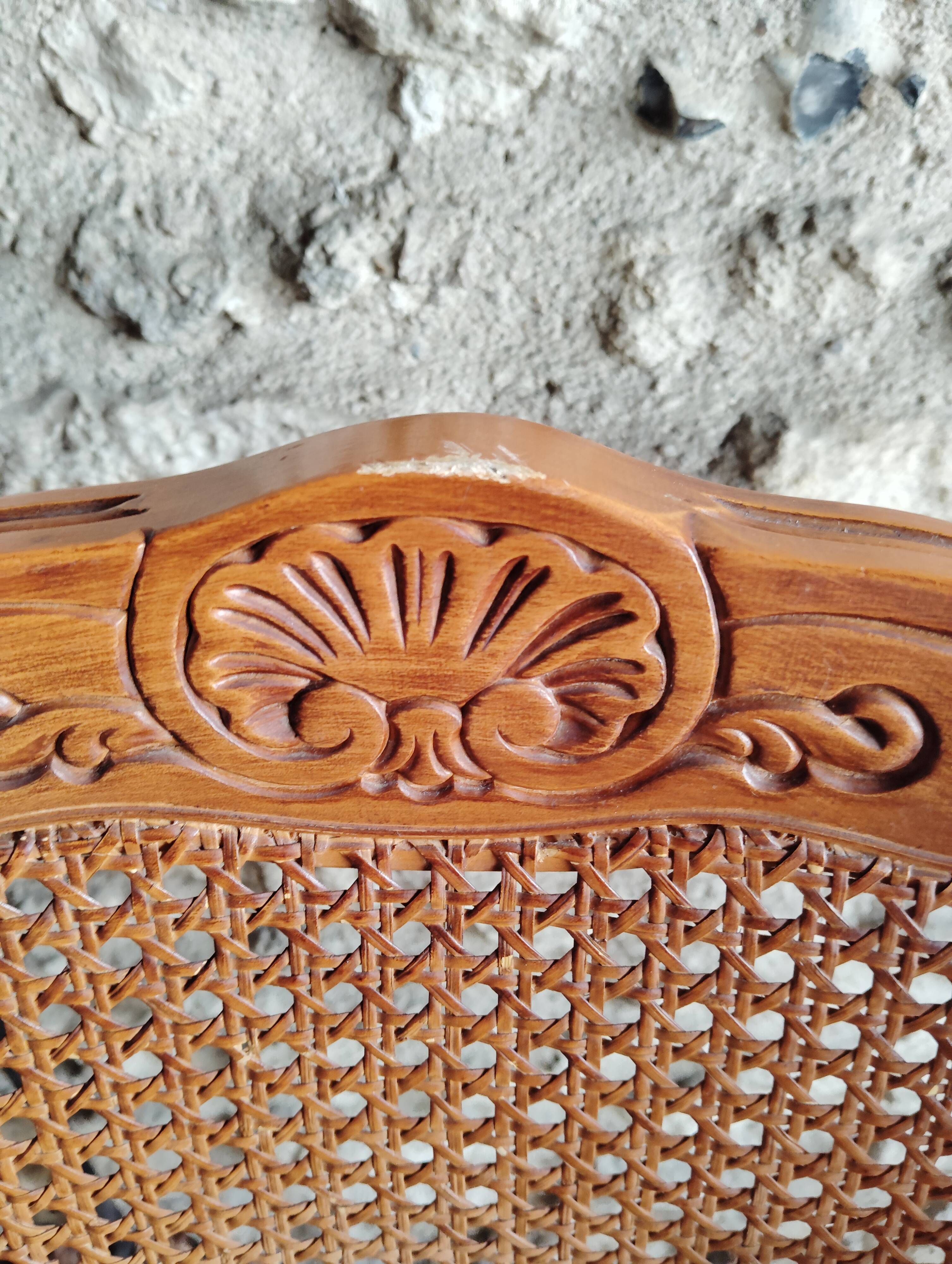 Set of 6 Louis XV chairs in wood and cane