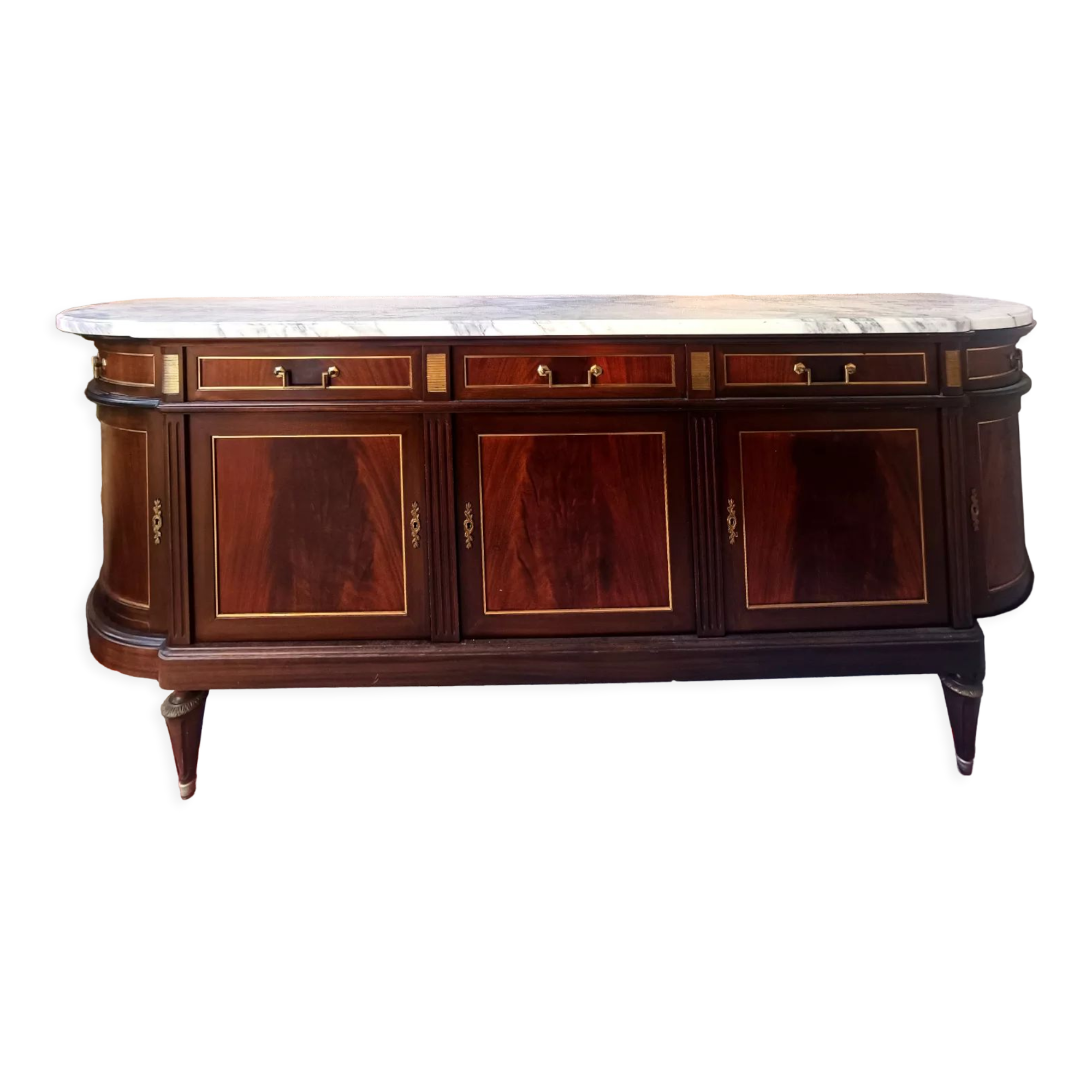 Buffet bar in solid walnut and marble