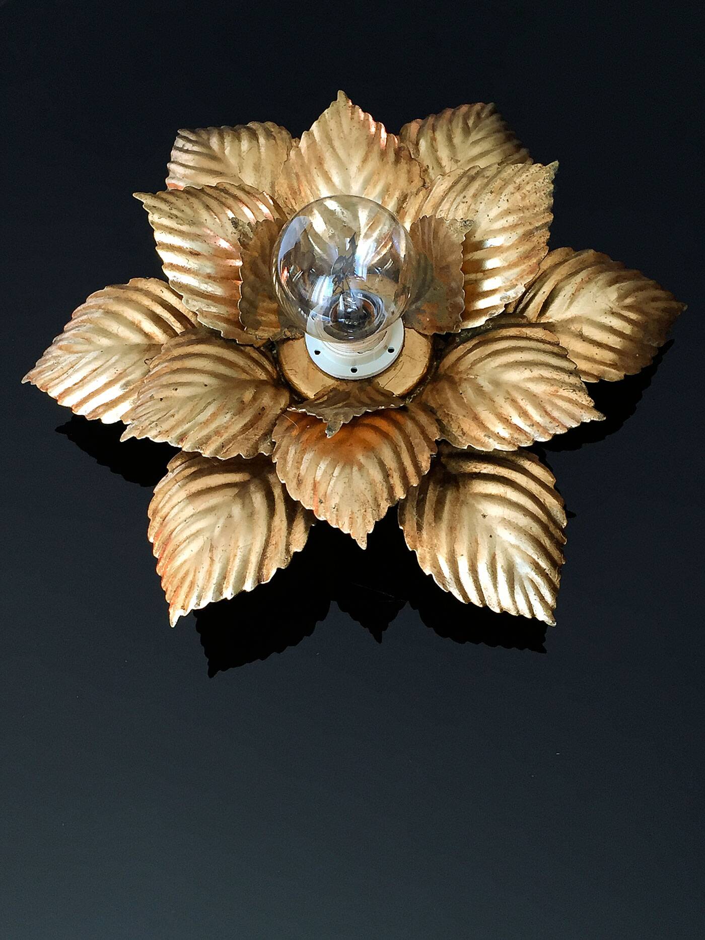 Masca floral applique, metal with gold leaf, 1970