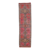 Tapis de couloir vintage antique aux nuances de rose et de beige, 89 x 322 cm