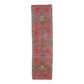 Shades Of Pink Beige Antique Vintage Runner Rug, 89x322Cm