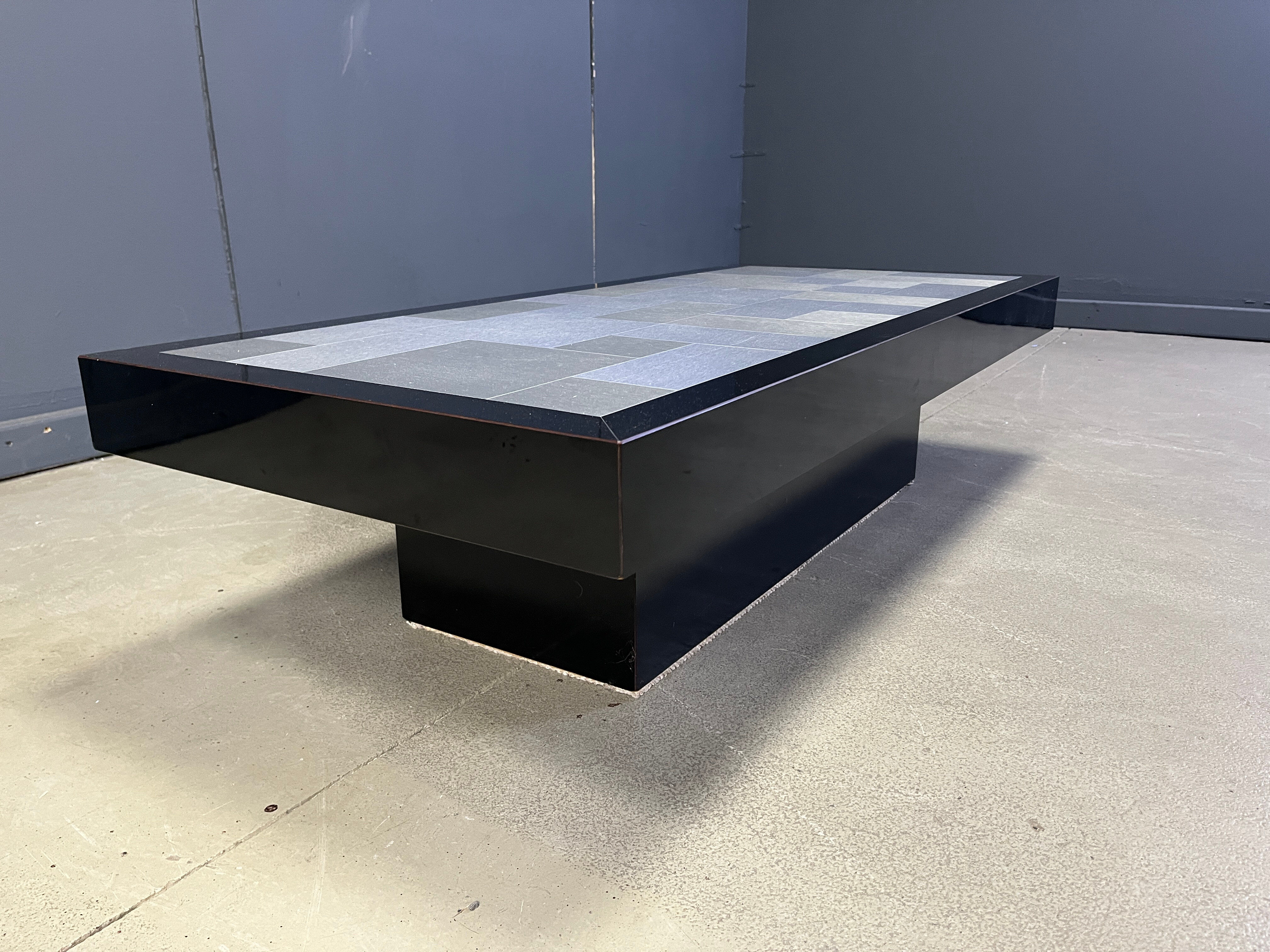 Vintage lacquer and aluminum coffee table, 1970s