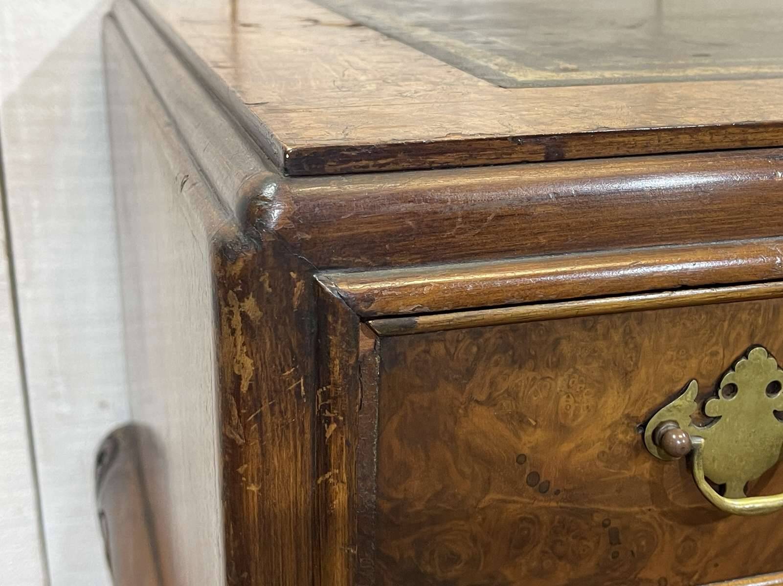 1930s Chippendale English desk in burr walnut