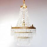 Lustre en bronze doré et pampilles