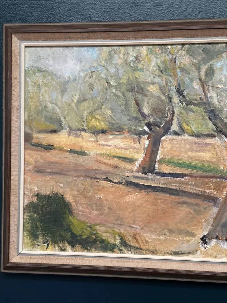Original Swedish Oil on Canvas – "Olive Trees" by Bruno Fagerlund – Signed – Vintage and Framed – 57 × 38 cm (22.4" × 15")
