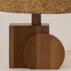 Pair of handcrafted lamps in solid oak with cork shades, circa 1970