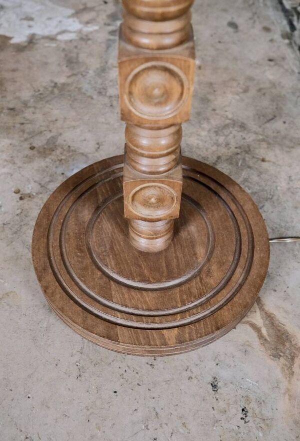 Lampe bobine en bois tourné, France, milieu XXe