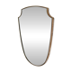 Brass mirror with crest, bead frieze, Italian design style.