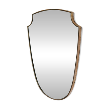 Miroir écusson en laiton à frise perlée de style italien
