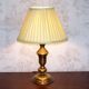 Vintage Brass Table Lamp with Round Base and Cream Pleated Shade 4352