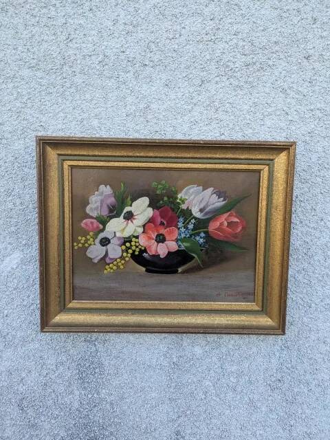 Huile sur bois, bouquet