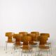 8x Teak T-chairs by Arne Jacobsen, Fritz Hansen, 1980s