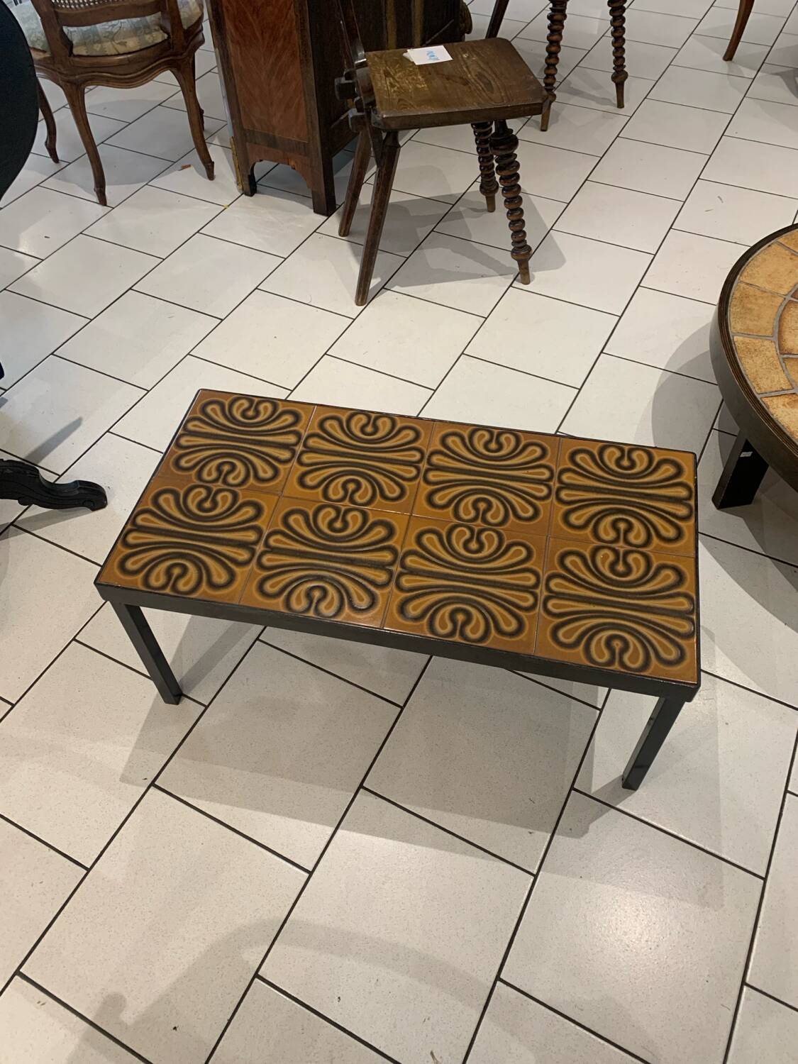 Table basse vintage ceramique circa 1970