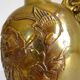 Pair of Gilt Bronze Vases / 19th Japan Meiji / Signed Fine Gold Flowers Birds
