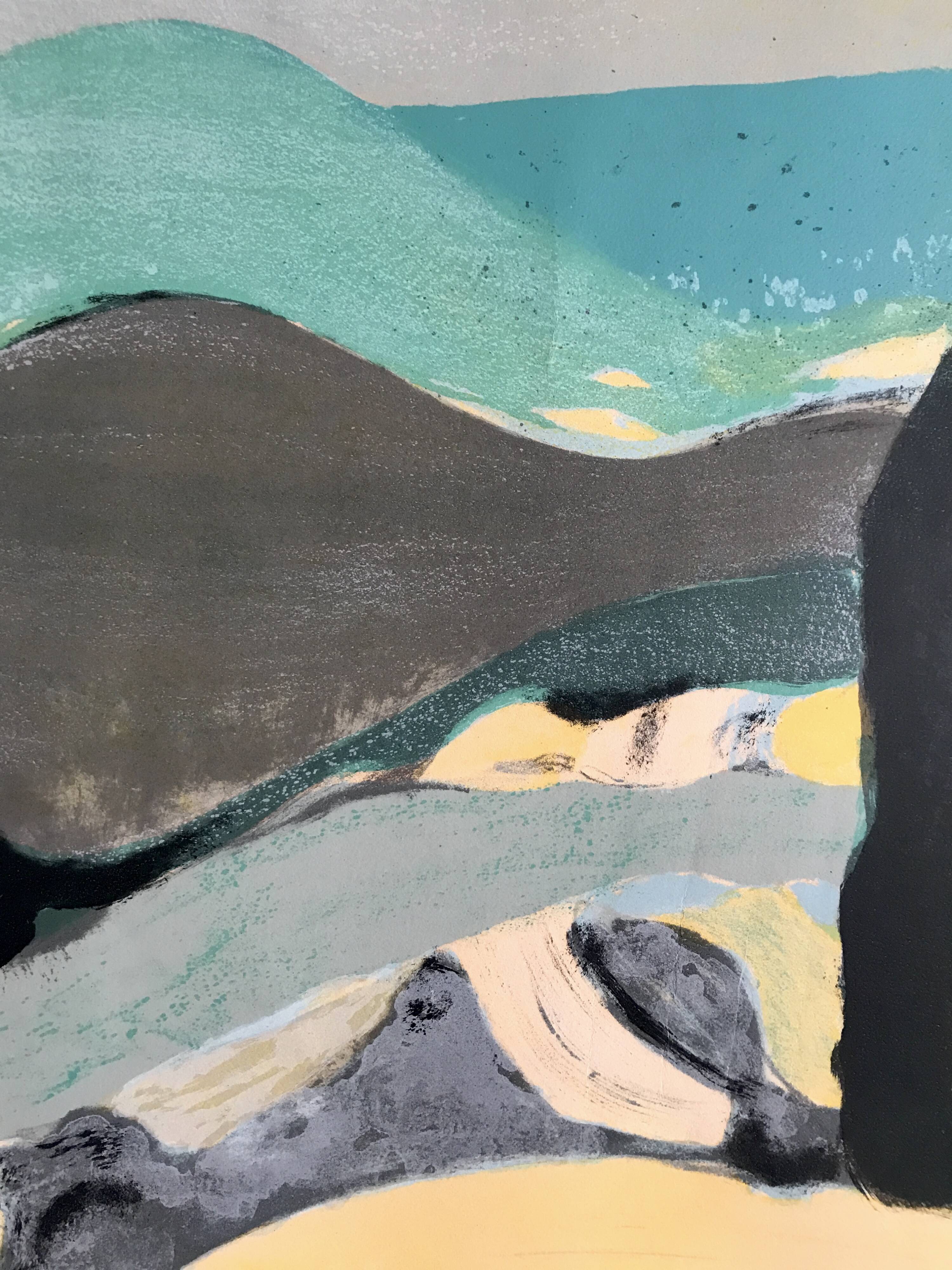 Roger muhl, grasse landscape. original lithograph signed in pencil