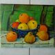 Still life painting with fruits canvas signed Pierre Moreau