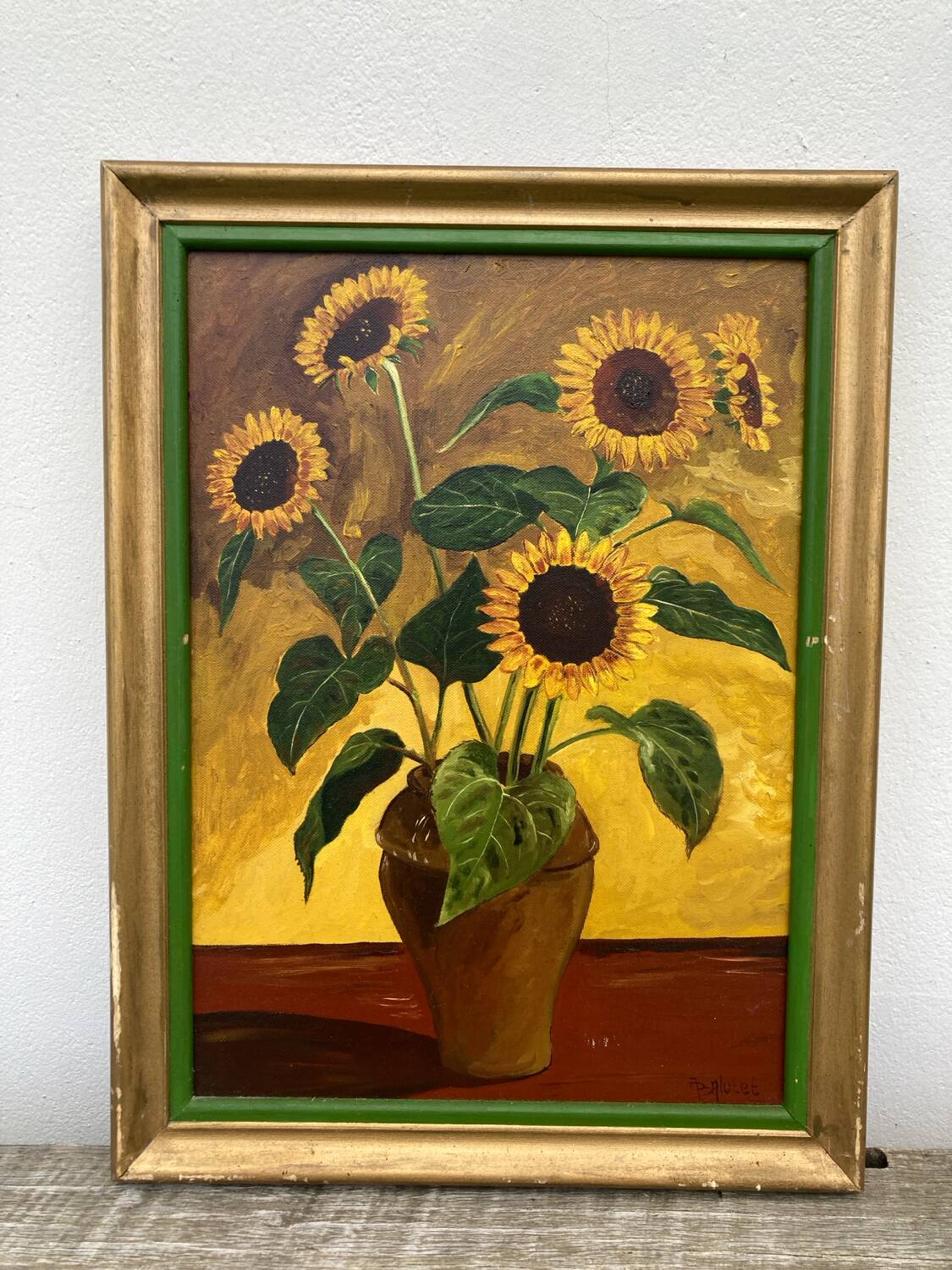 Tableau huile sur toile bouquet tournesol