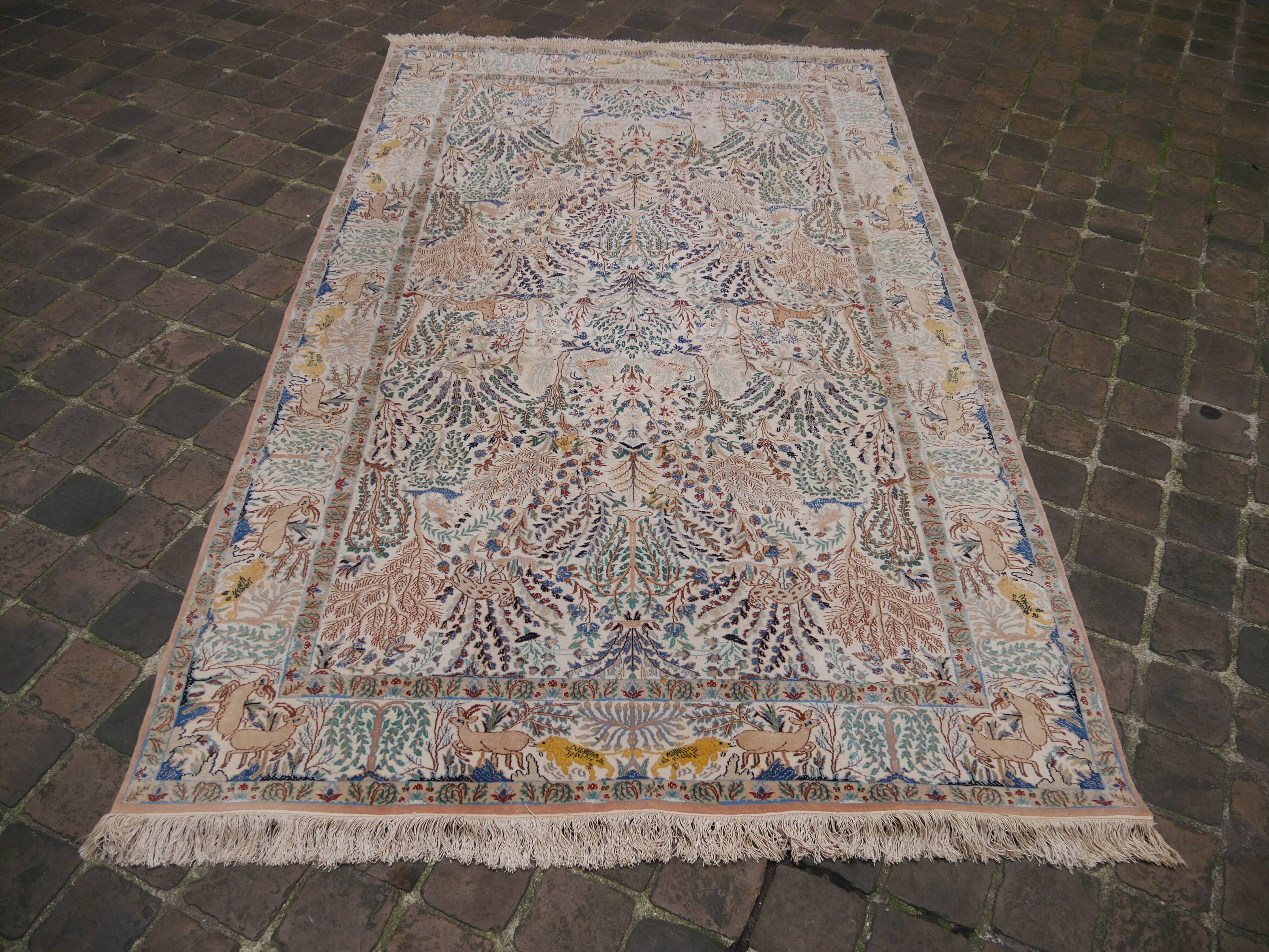 Tapis d'orient persan fait main vintage nain 160x272cm