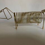Dachshund dog desk letter holder in gold metal 1970