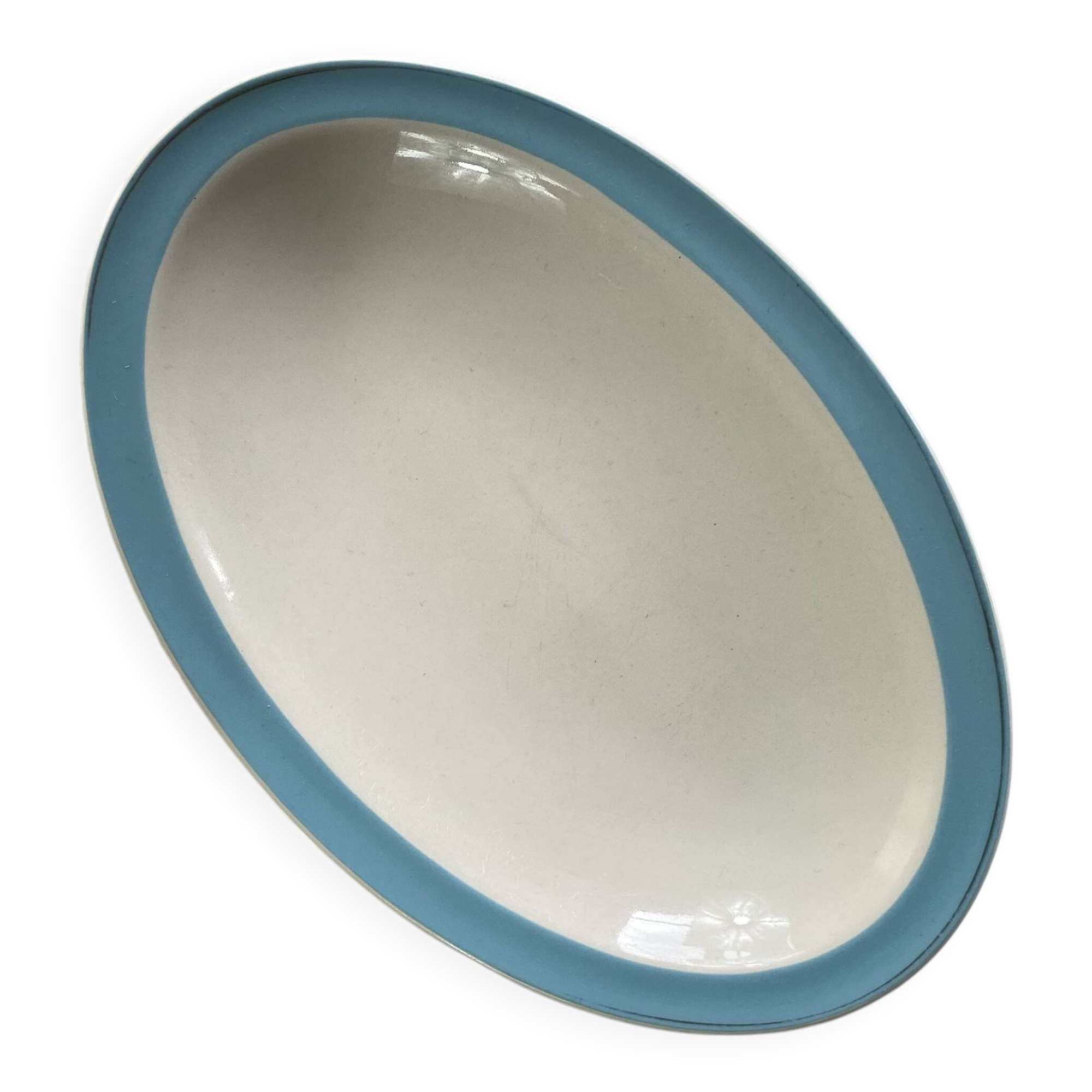 Small serving dish, antique Boch et Frères Kéralux blue earthenware