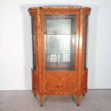 Louis 16 style display case with marquetry and curved glass