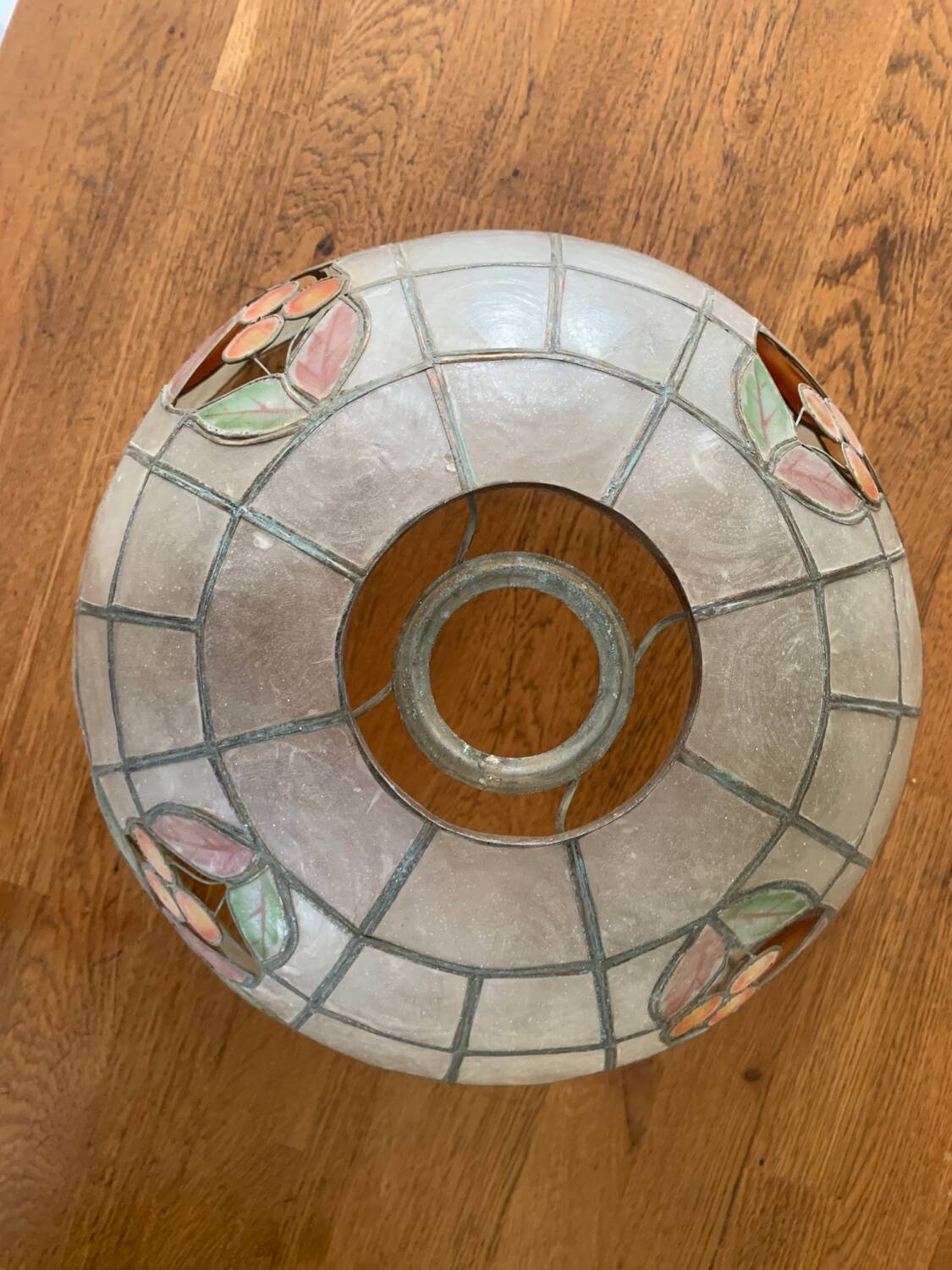 Pair of brass and mother-of-pearl pendant lights