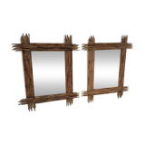 Pair of large vintage bamboo mirrors, 1970s