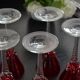 5 red crystal glasses with twisted stems