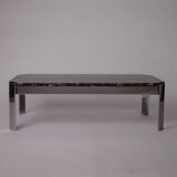 c. 1980 - Coffee table in Breccia marble and chrome - France