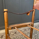 "Ibisco" armchair, wooden and leather Italy 1960