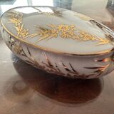 Oval jewelry box or candy box in Limoges porcelain, mid-20th century