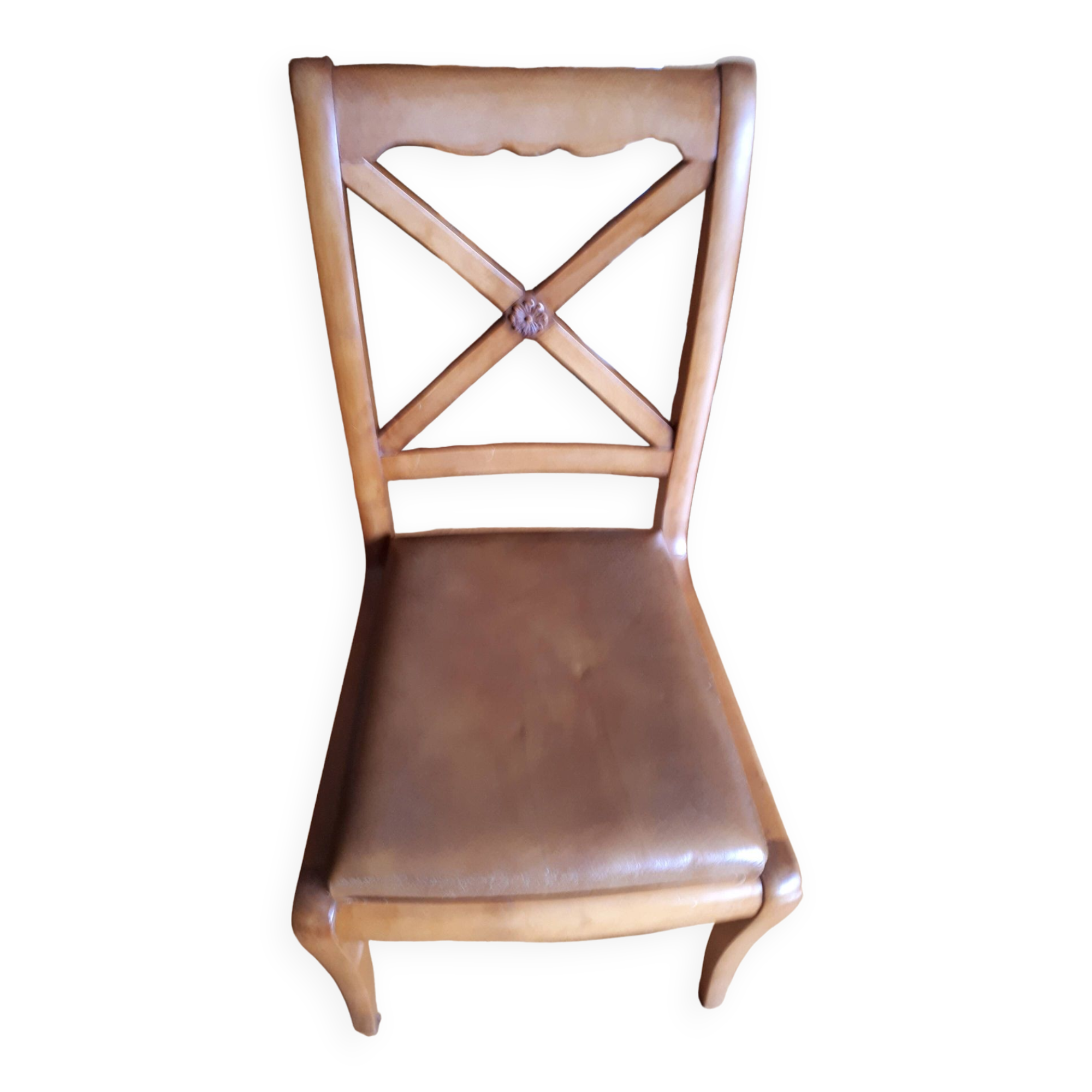 Wooden chair with leather seat