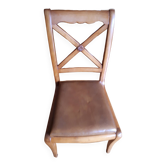 Chaise en bois assise en cuir