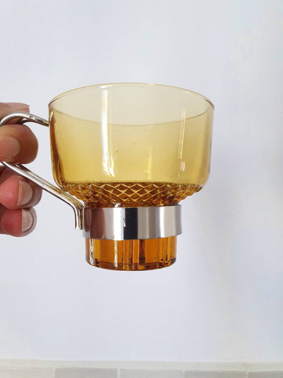 Amber glass italian espresso cups