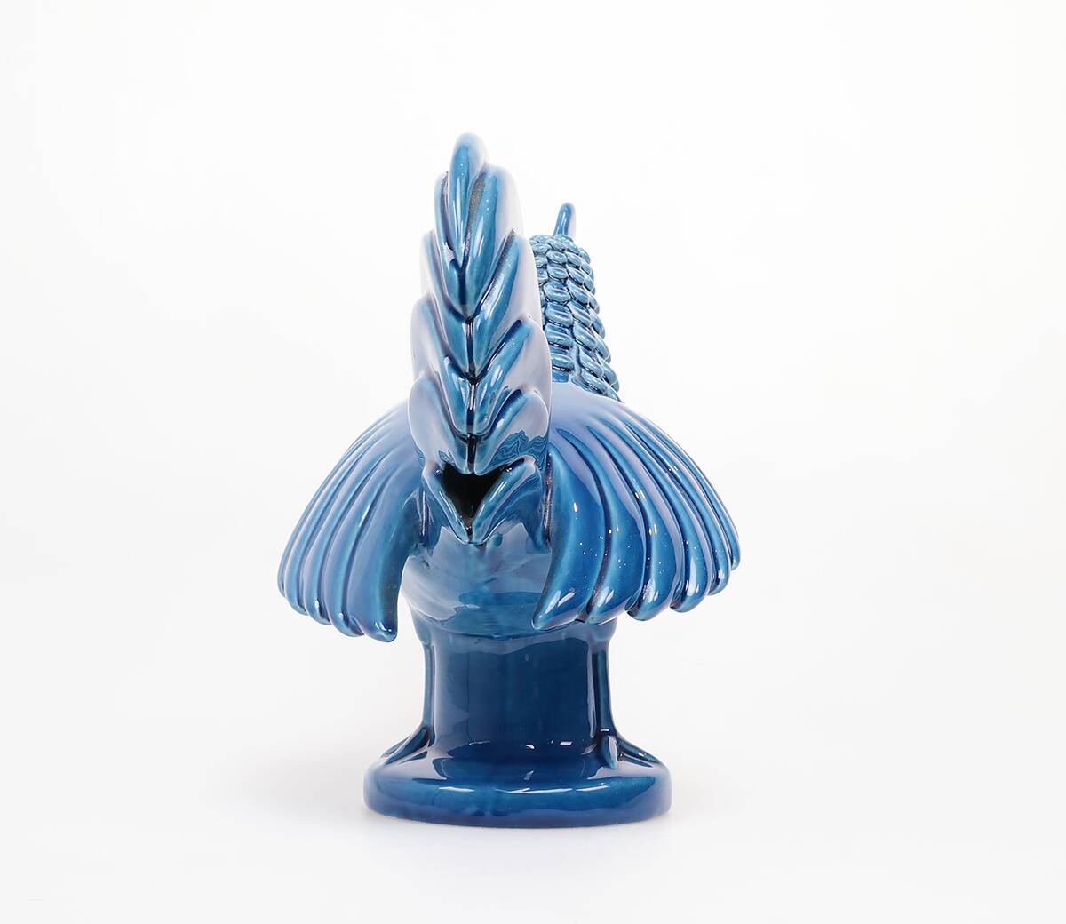 Vintage Italian Blue Ceramic Rooster, Behrend 1960s