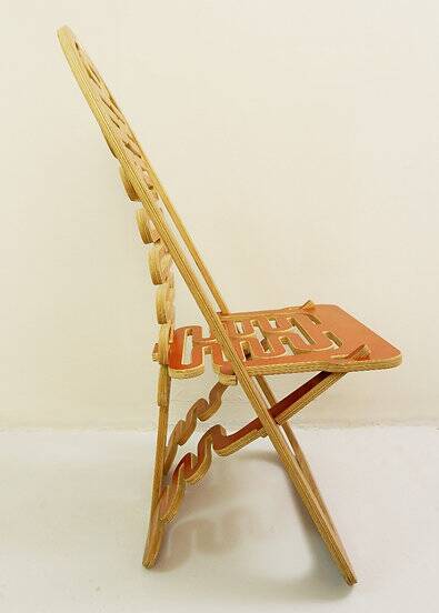 Gregg Fleishman Prototype European cutout plywood "Lumbarest" or Puzzle chair, from the 1970s