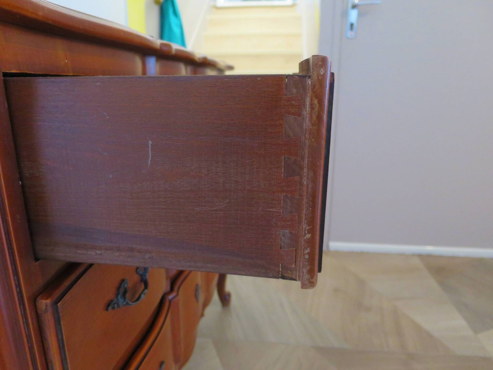 3-drawer chest of drawers in Louis XV style cherry wood, 1980s