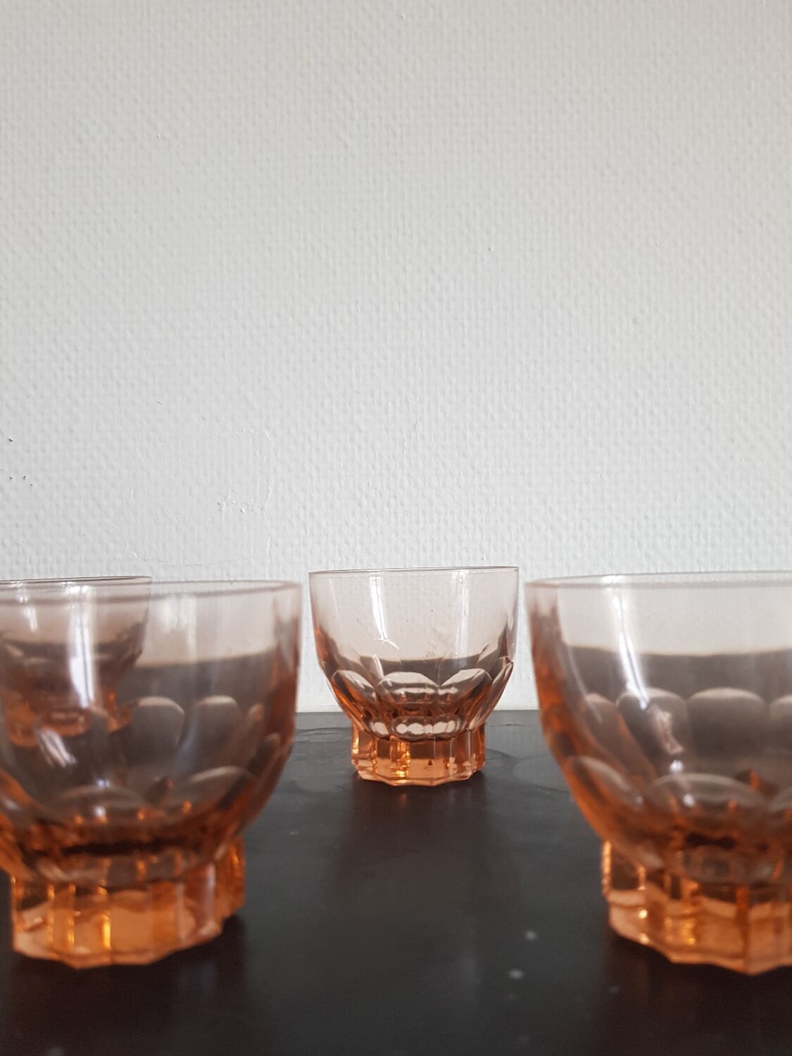 Set of 6 small pink glasses