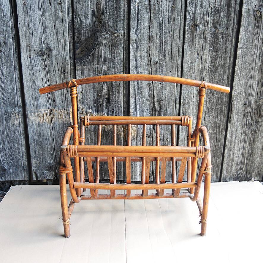 Old bamboo magazine rack