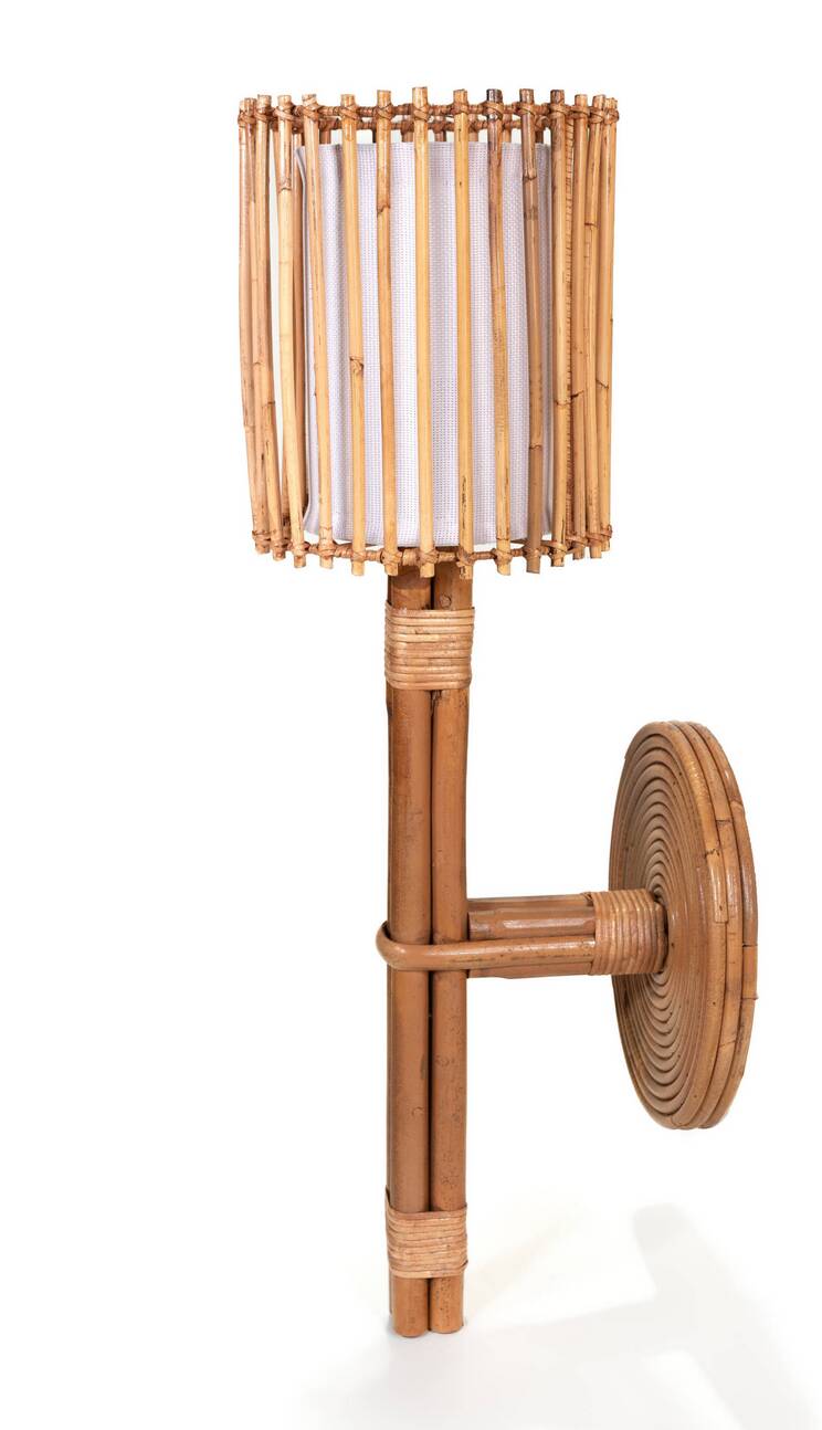 Pair of bamboo wall sconces