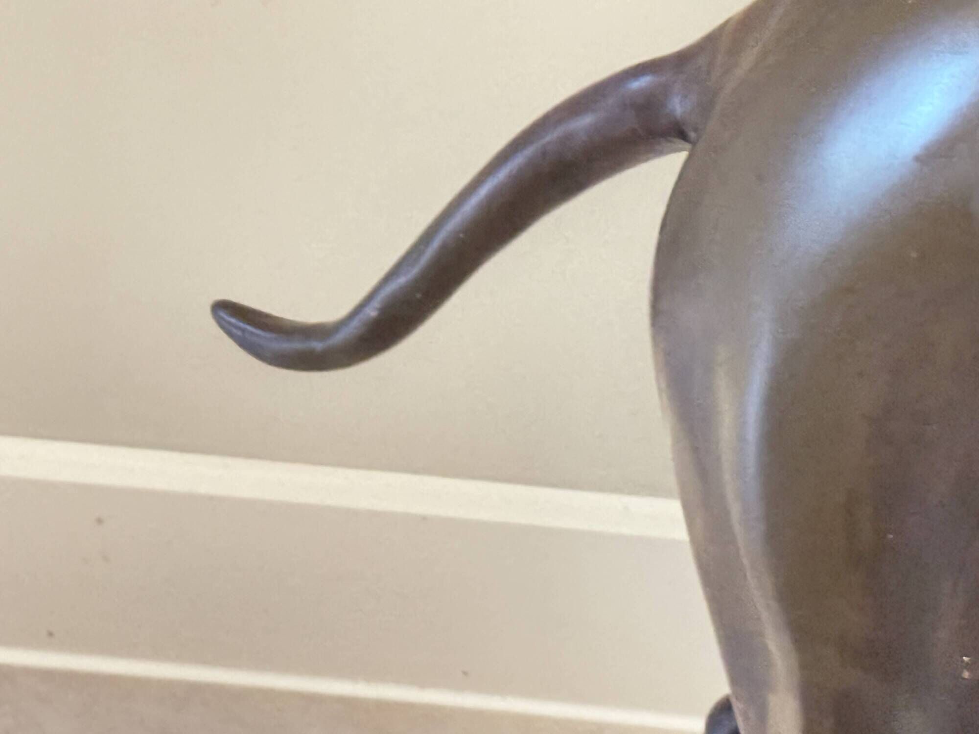 Monumental Bronze Statue of an Italian Greyhound / Whippet – Large Antique Sculpture Representing a Dog