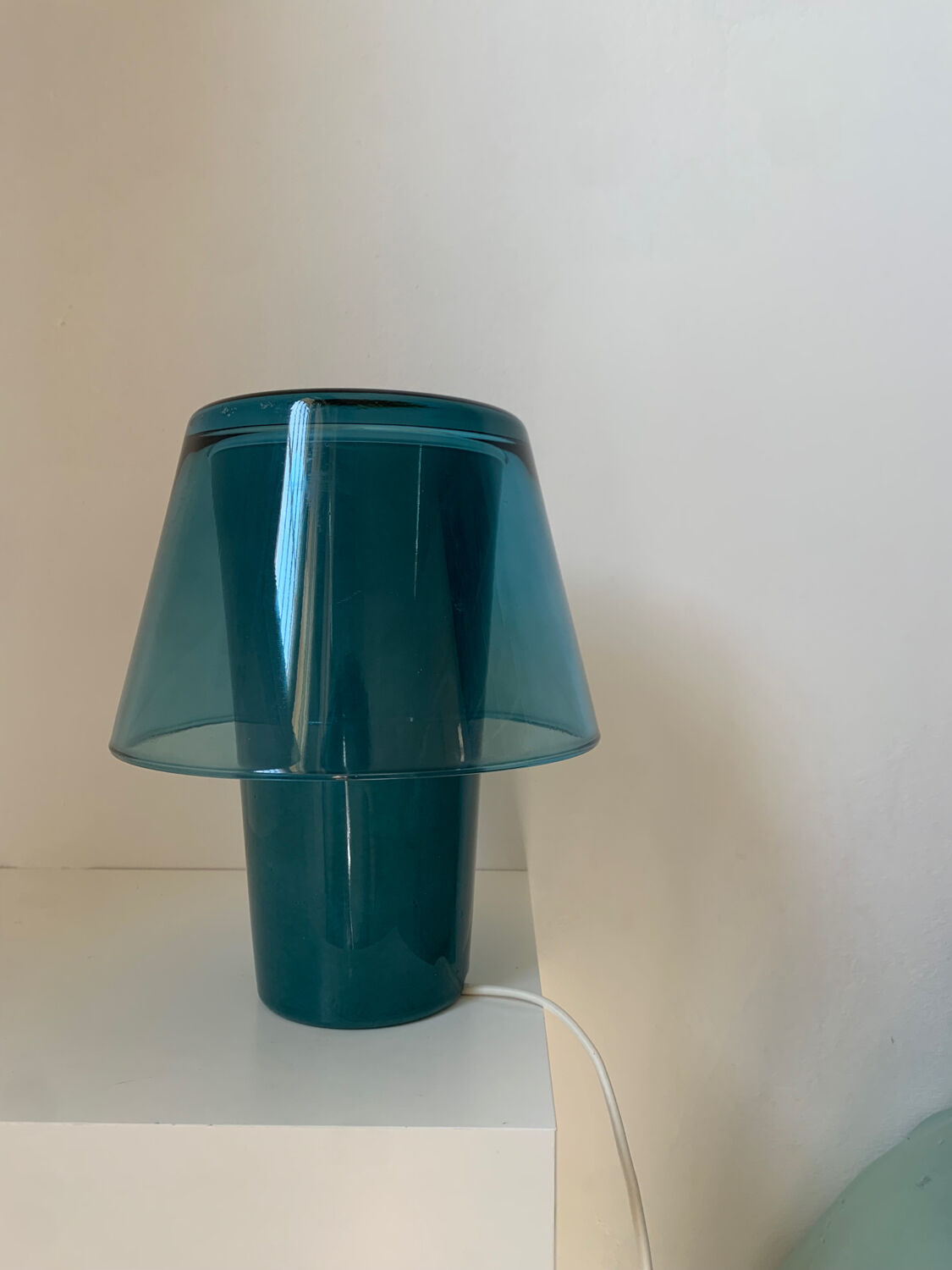 Blue glass table lamp