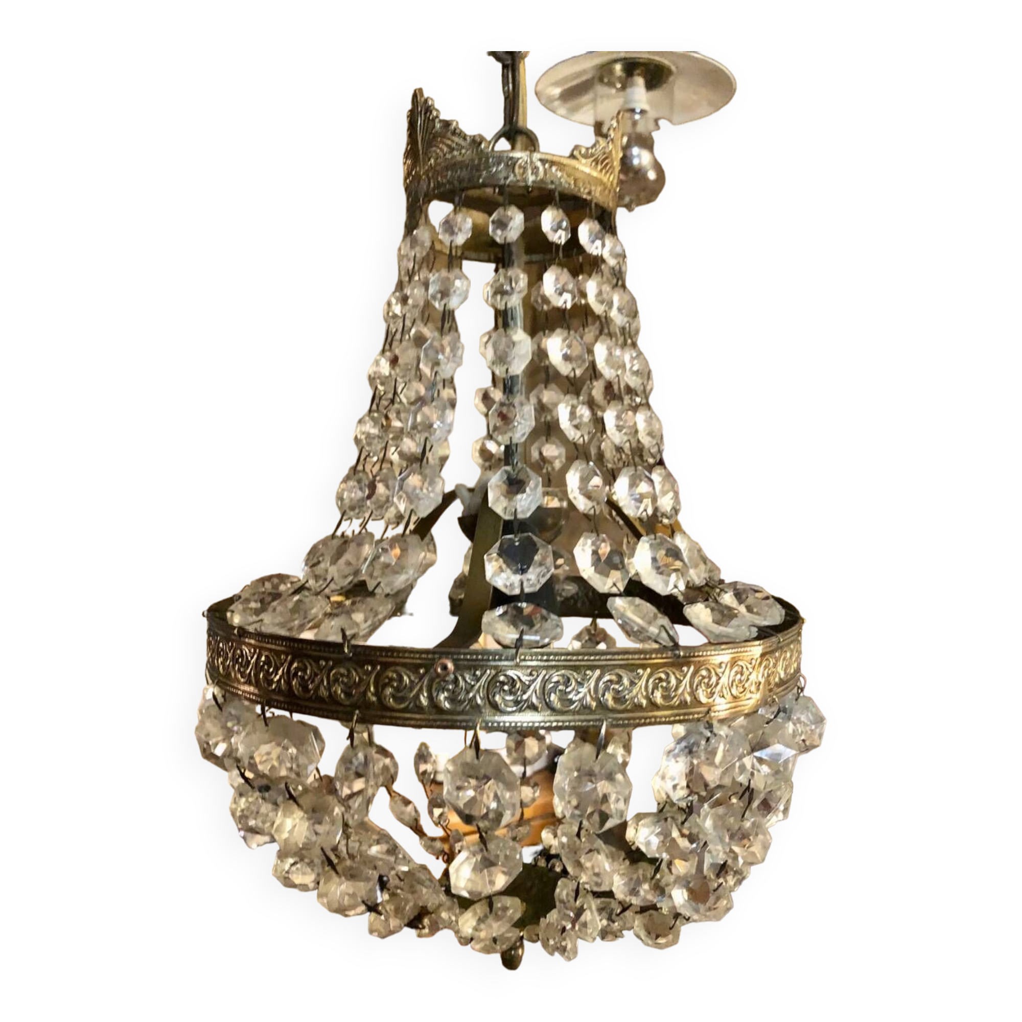 Crystal and gilded bronze hot air balloon chandelier