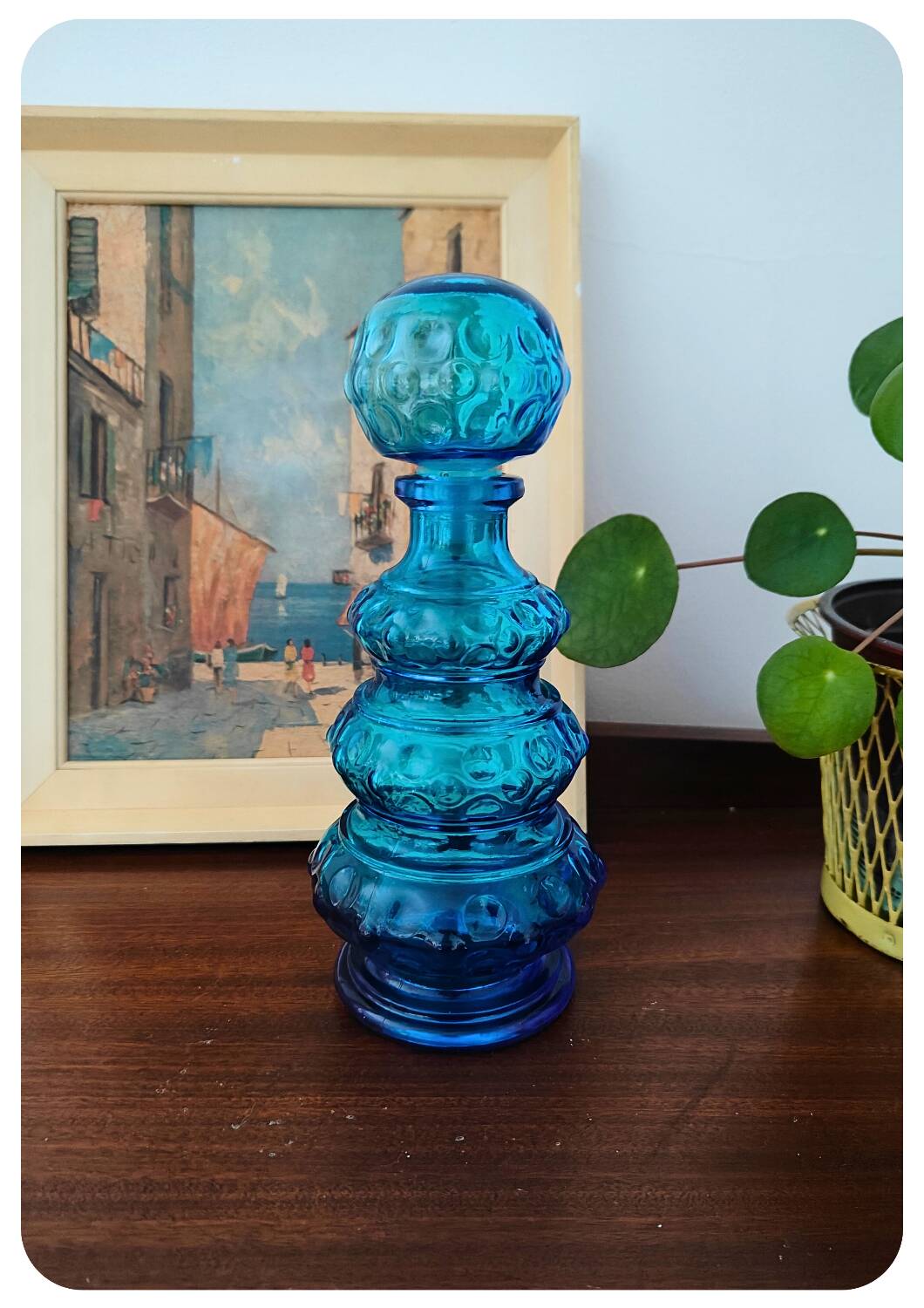 Carafe / Bouteille Empoli Bleue Vintage avec bouchon