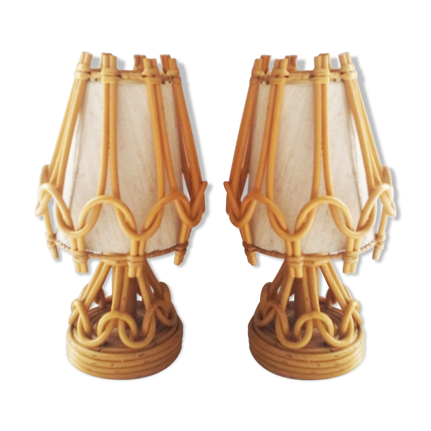 Pair of 60s rattan lamps