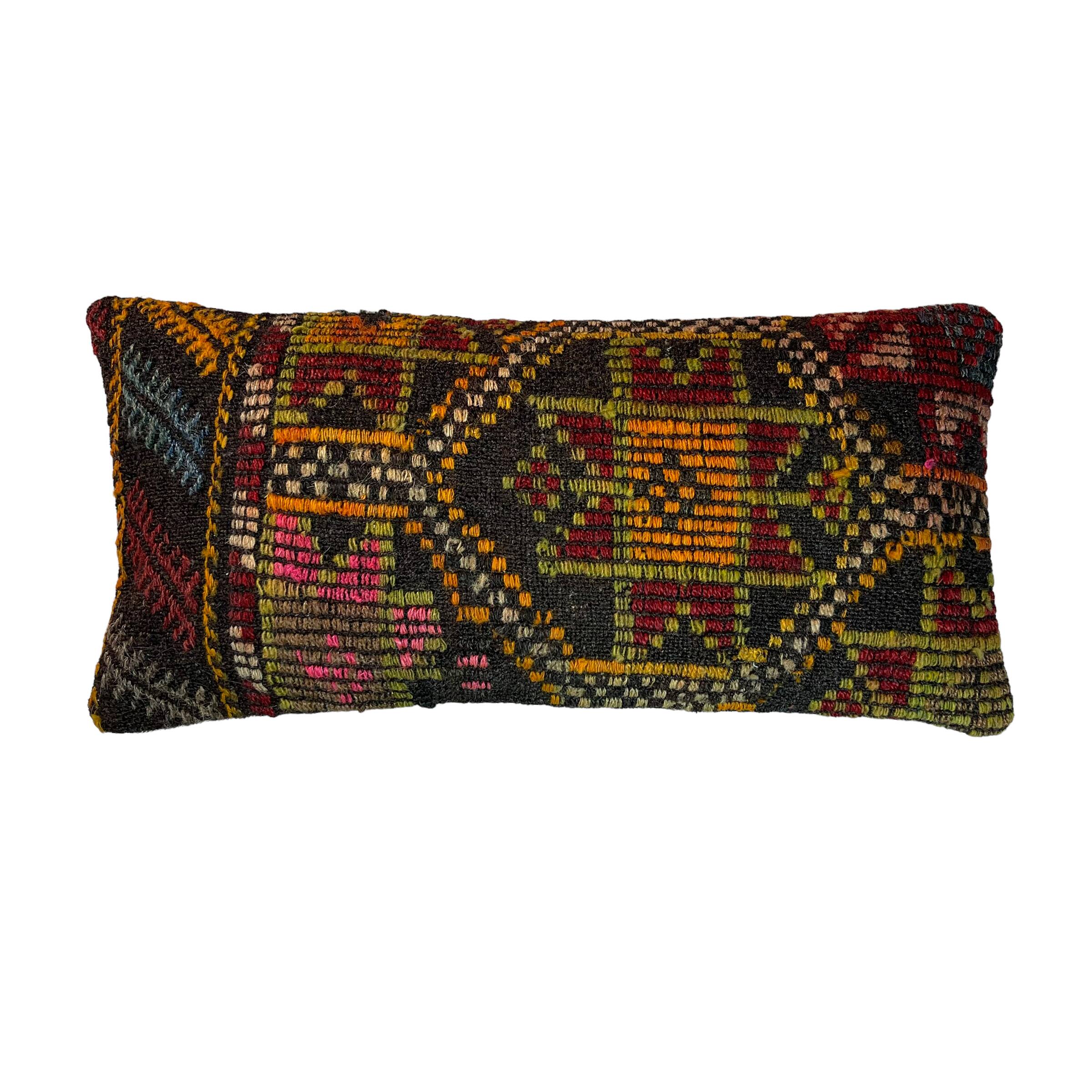 Vintage turkish kilim cushion cover , 30 x 60 cm
