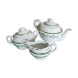 Service à thé en porcelaine anglaise, vert et or , antique