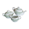 English porcelain tea set, green and gold, antique