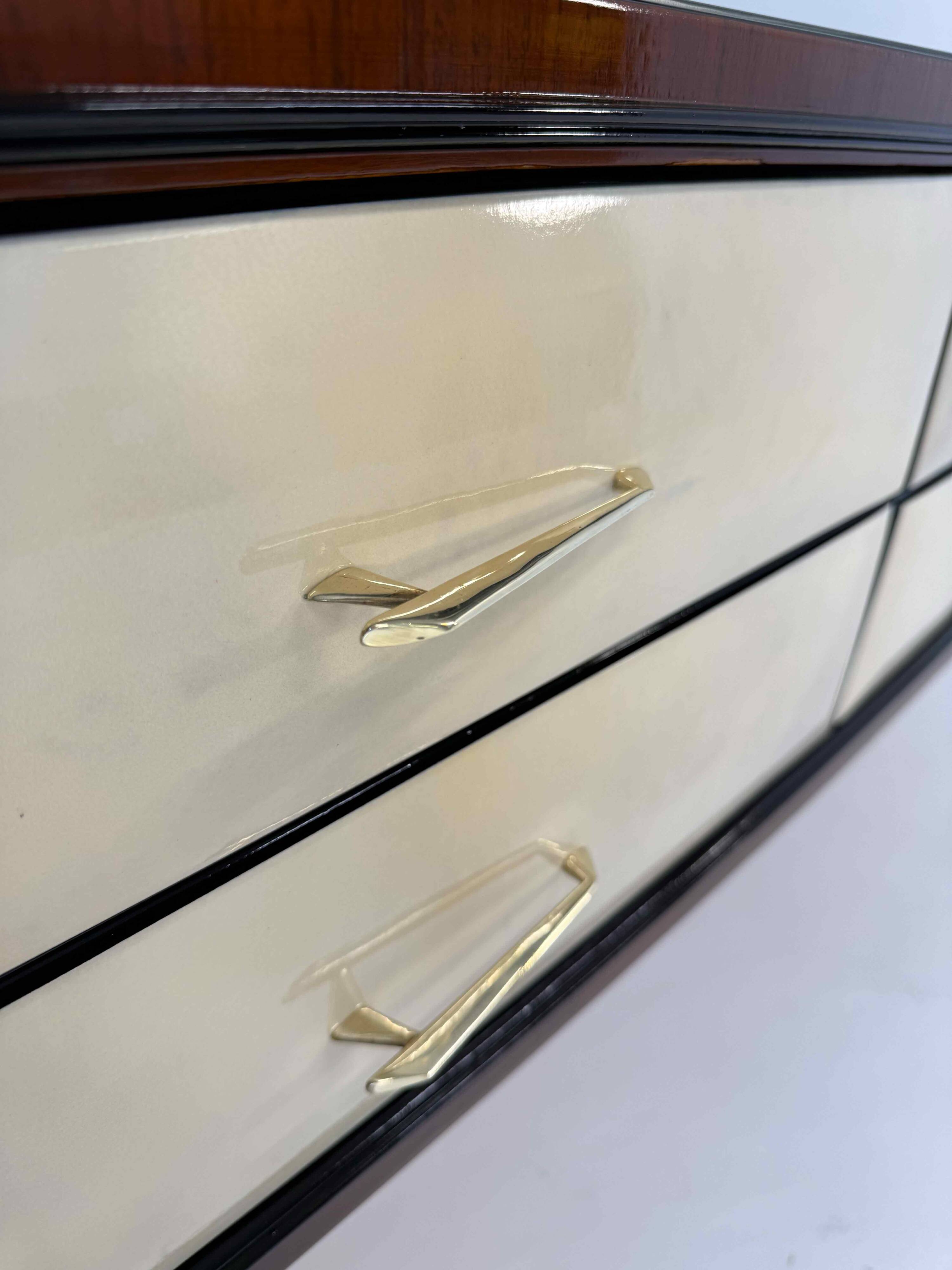 1950s Parchment and Walnut Chest of Drawers Attr. Paolo Buffa